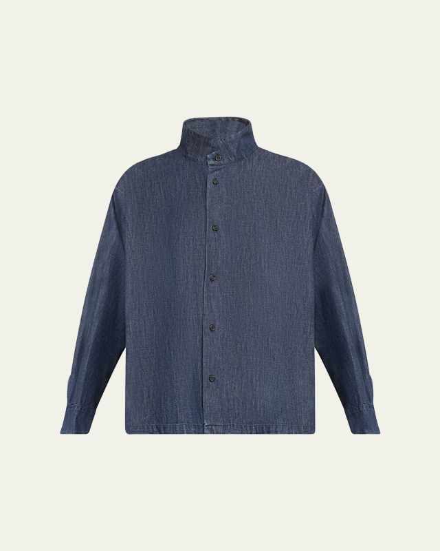Denim Caucasus Notch Collar Jacket (Mid Plus Length)